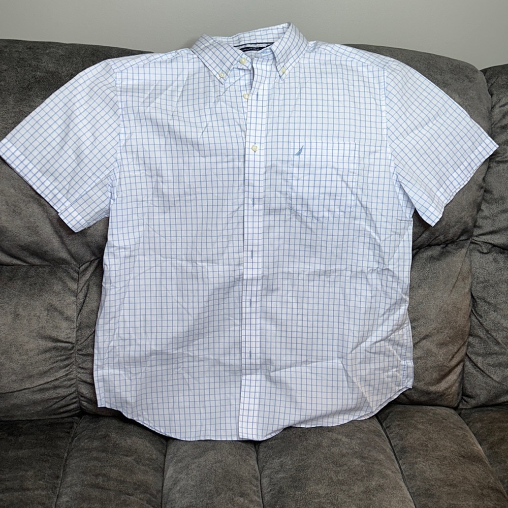 🌻 Nautica Plaid Button Down Shirt 👕 Size XL 🔵 Preloved